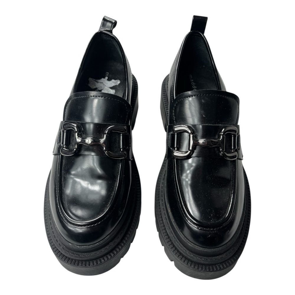 Madden Girl Women’s Chunky Black Loafers with Silver Accents - Size 7.5